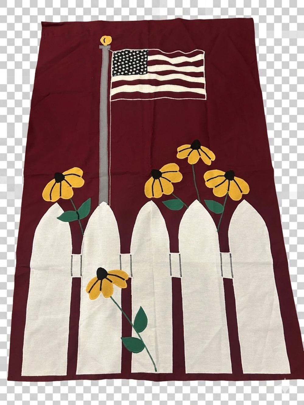 Vintage American Flag Flower Garden Outdoor Yard Sewed Handmade Patriotic